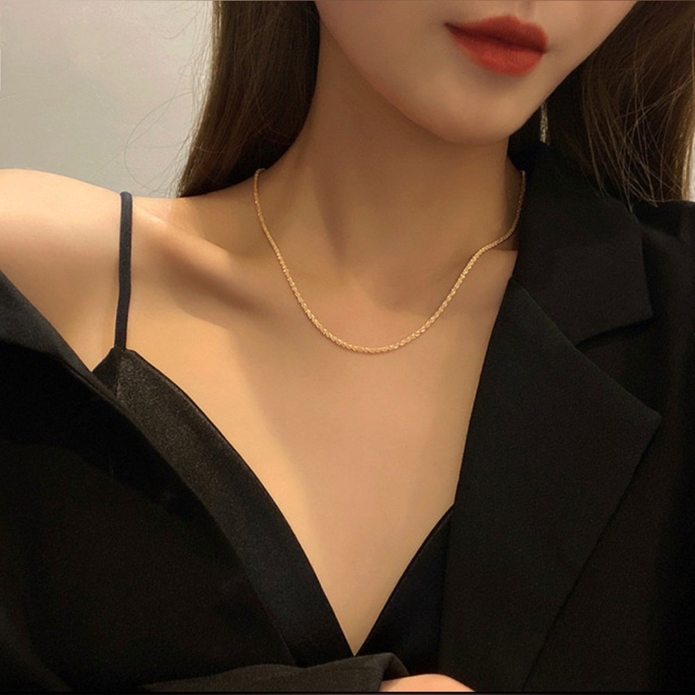 New Gold Shiny Ice Chain Necklace Chain One Size